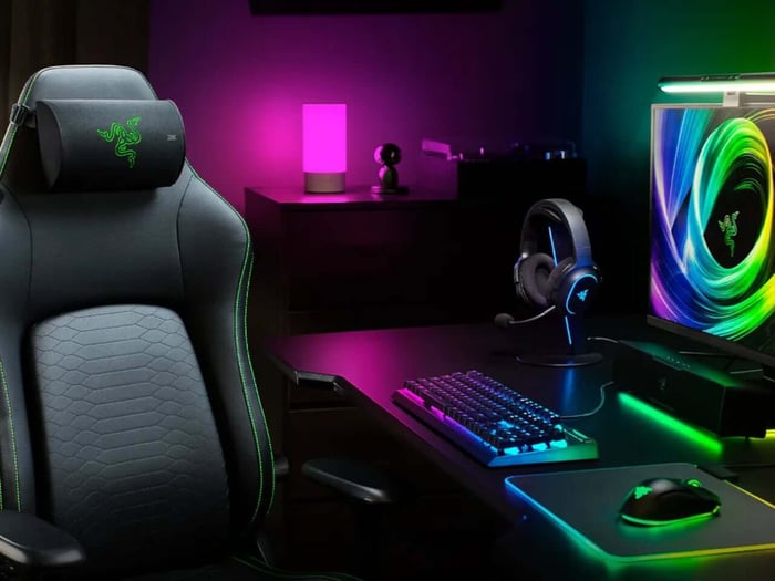 Razer Clio X integrated into a gaming chair setup