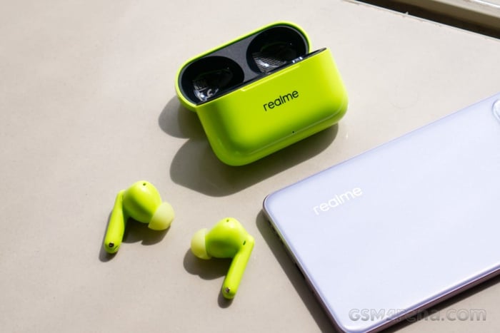 Realme Buds T200 in neon green color