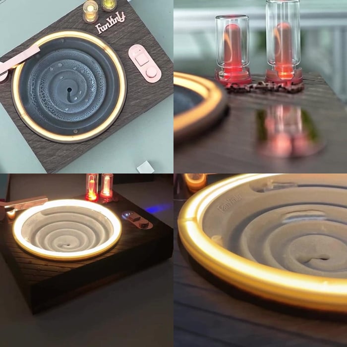 Retro-inspired ambient player showing its layered water and lighting experience