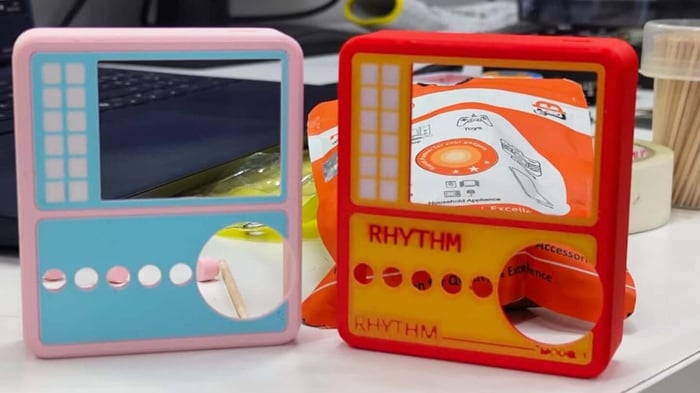 RHYTHM open-source portable music player shown as a complete dedicated listening device