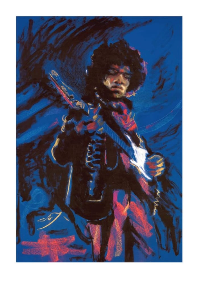 Ronnie Wood portrait of Jimi Hendrix for the exhibition. CREDIT: Press