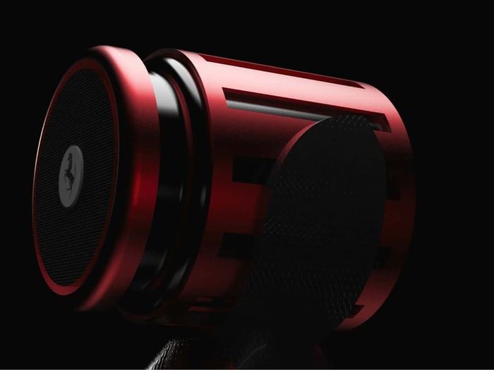 The sleek, tapered form evokes speed and forward motion