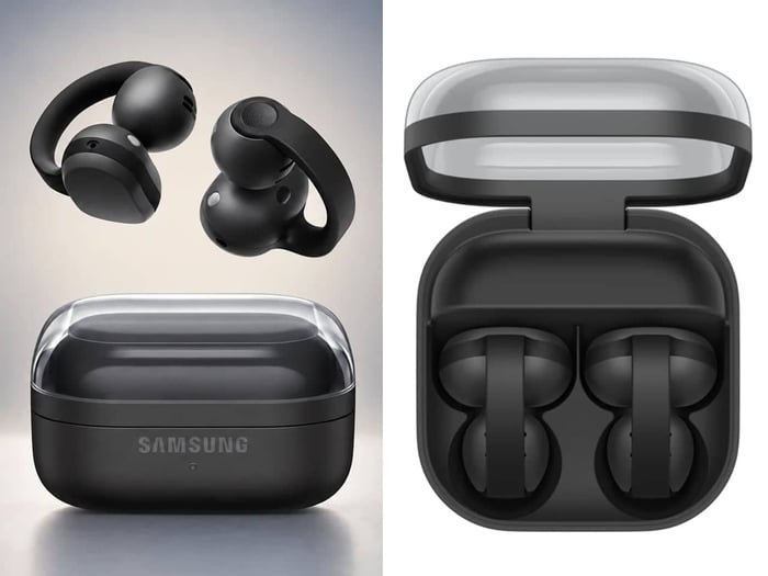 Samsung Galaxy Buds On wireless earbuds in their open-ear configuration