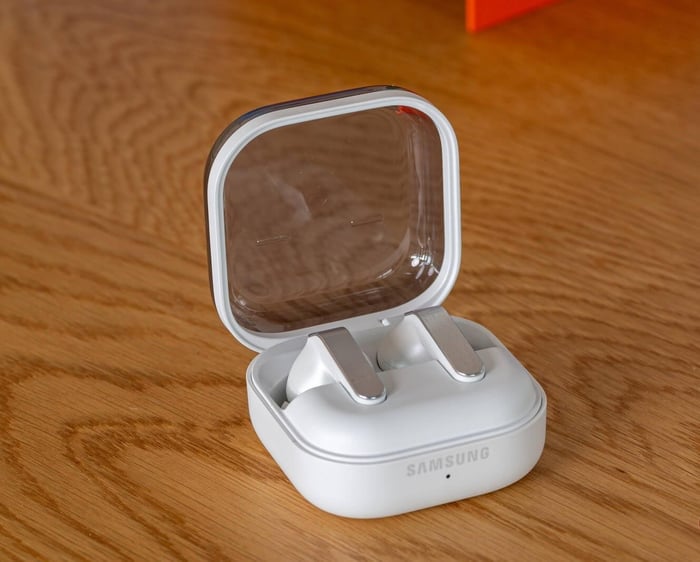 Up-close view of Galaxy Buds 4 Pro, a favorite for audiophiles.
