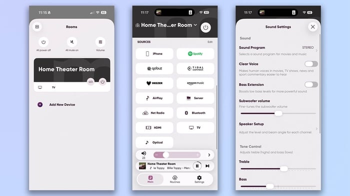 MusicCast app settings screen