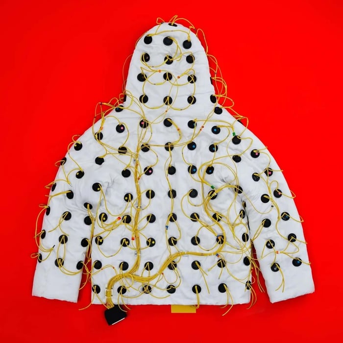 Side view of jacket speaker grid