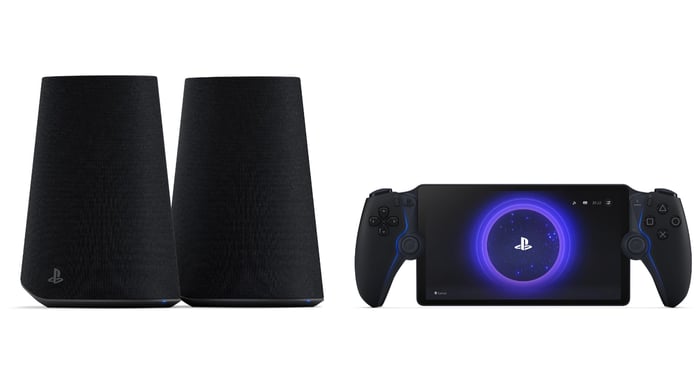 Close-up of Sony Pulse Elevate speakers highlighting their minimalist aesthetic