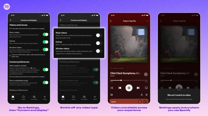 Spotify’s new video controls help you turn off distracting visuals for pure music enjoyment.