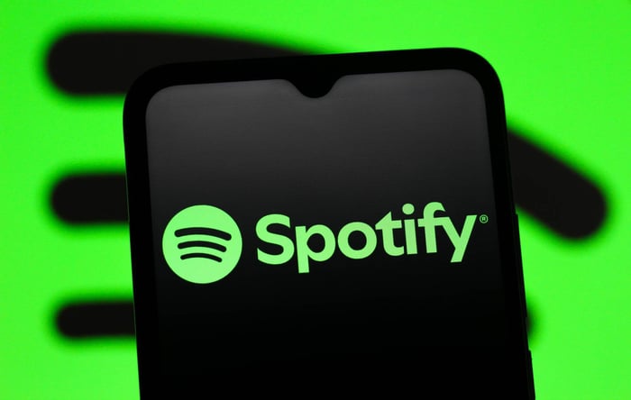 Spotify logo on smartphone screen