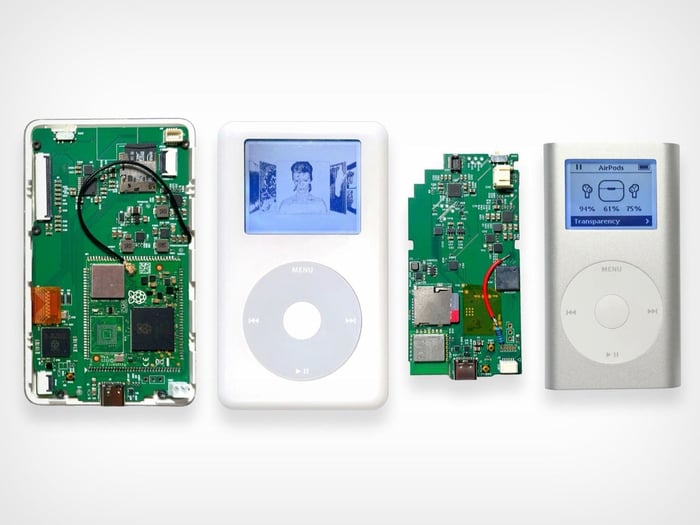 Sprout motherboard designed to fit inside an original iPod