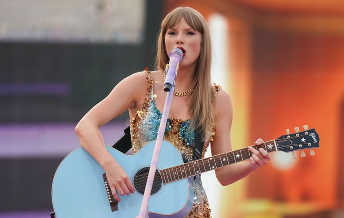Taylor Swift performing during the Eras Tour