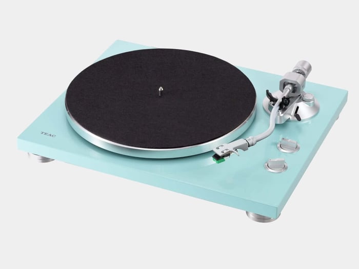 TEAC Turquoise Bluetooth Turntable - front view