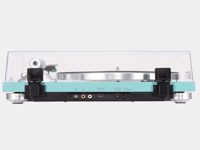 Turntable with clear dust cover on