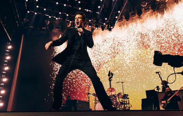 The Killers performing live. CREDIT: Chris Phelps