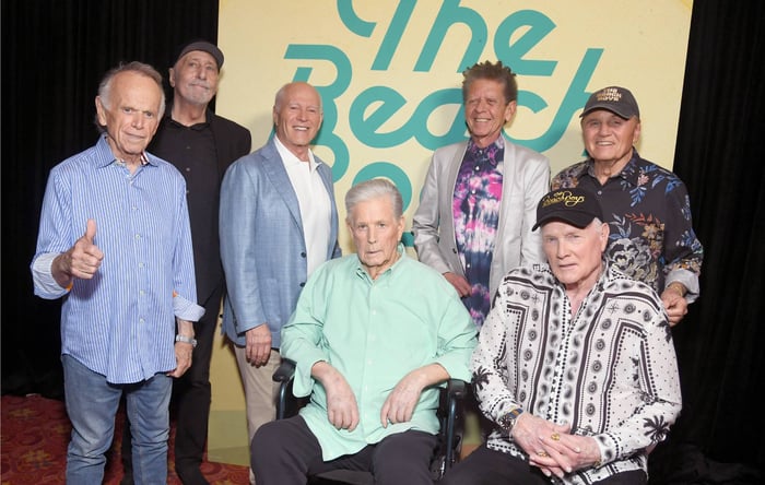 The Beach Boys in their iconic era, a band forever shaped by Brian Wilson’s genius.