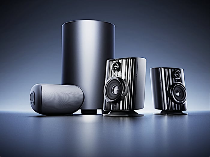 Compact bookshelf speakers forming the backbone of the Thunder Duo Max