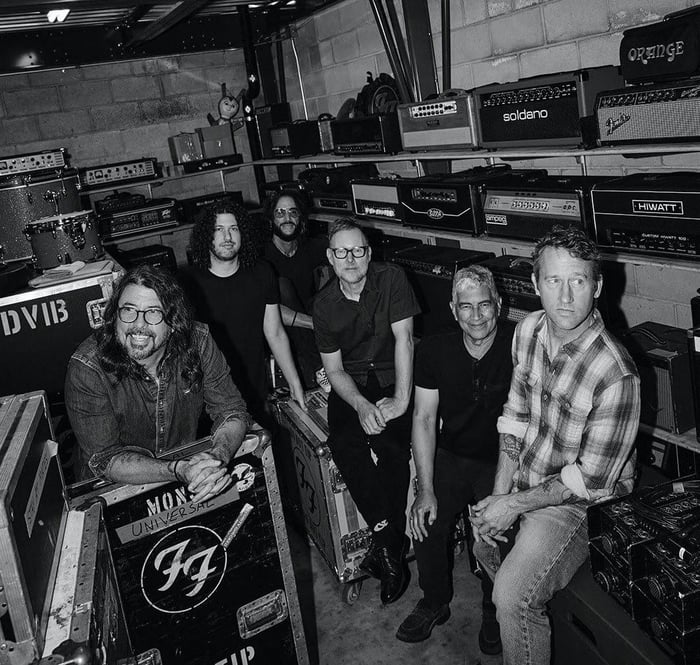 Foo Fighters performing live on stage