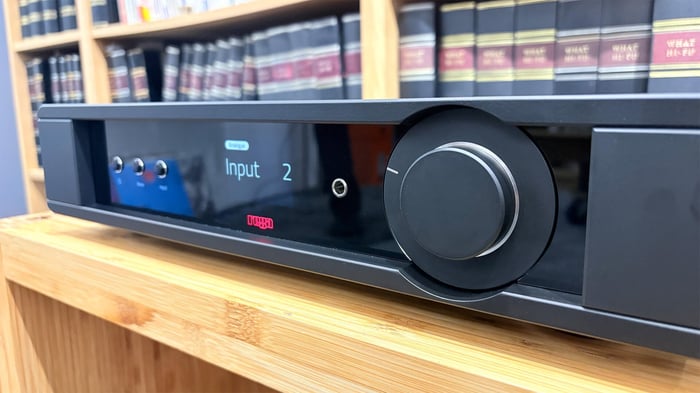 Detail of the Rega Mercury/Solis amplifiers glowing in use