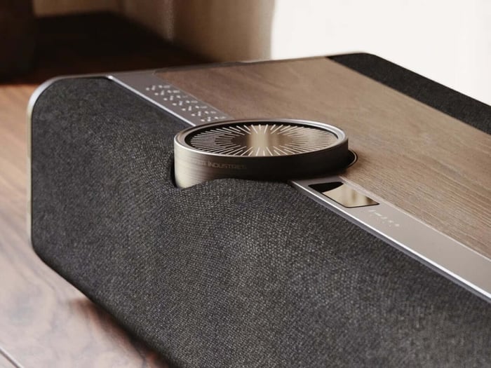Vega speaker displayed in modern living room