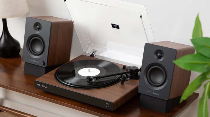 Victrola Wave Bluetooth turntable in elegant Walnut finish