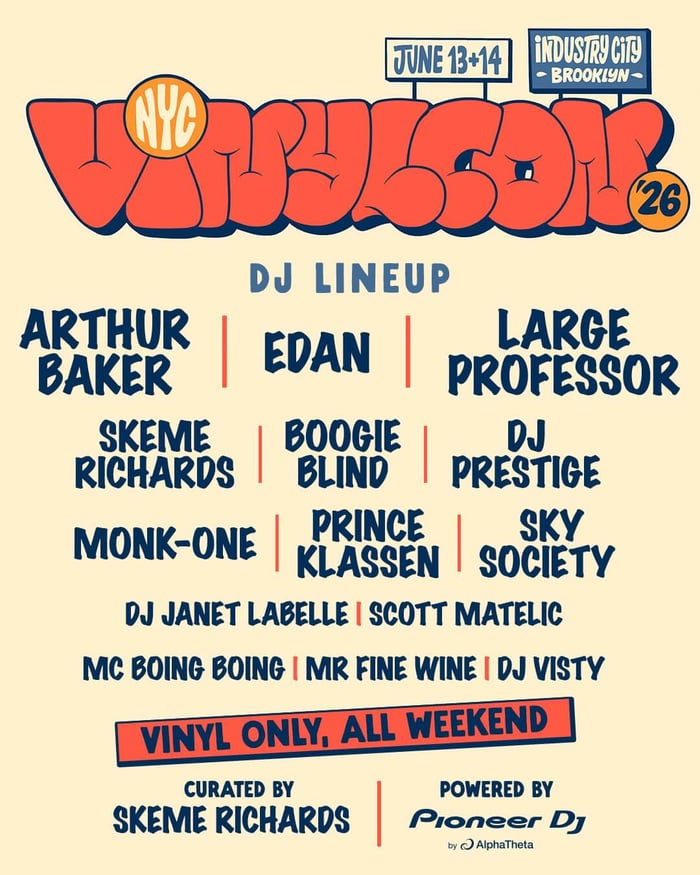 Official lineup poster for VinylCon! NYC 2026