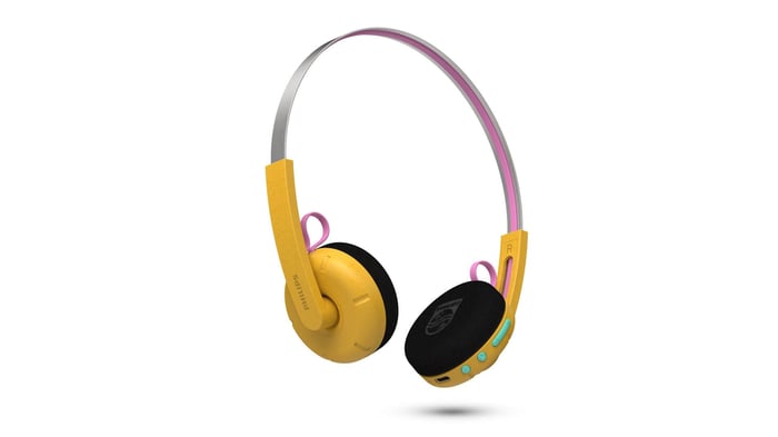 Modern Philips portable speaker with retro vibe and cassette animation display