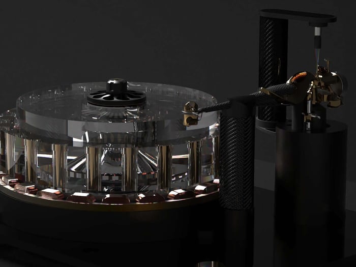 State-of-the-art motor assembly of the Greenwich Turntable
