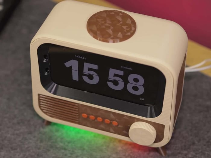 Side view of retro smart assistant