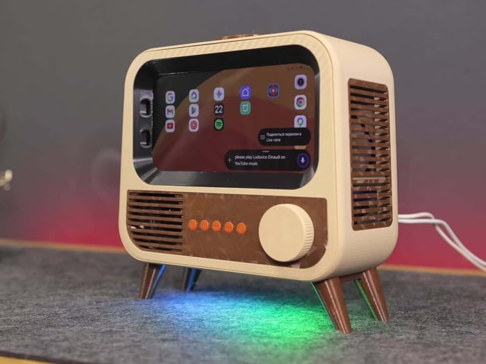 Rear view of retro smart speaker