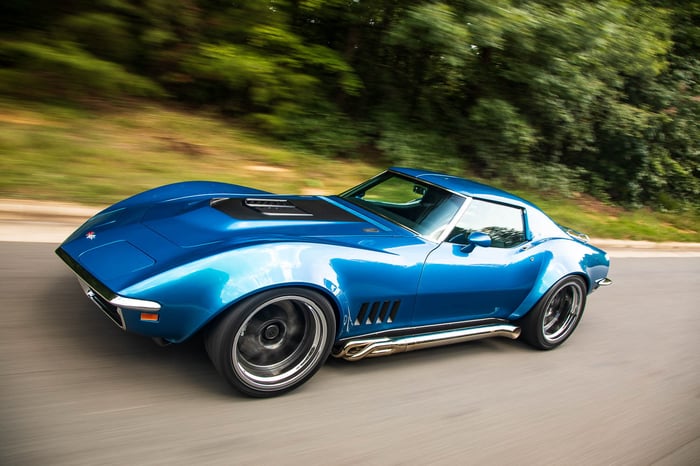 Bob Gawlik behind the wheel of his C3 1969 Corvette during shakedown test.