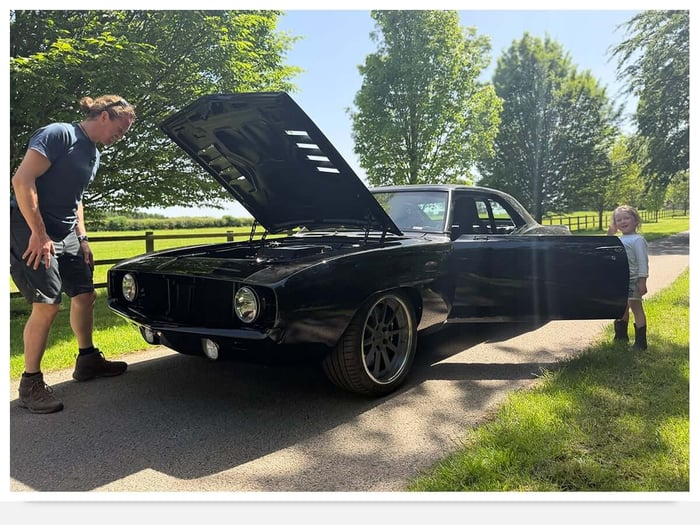 Jake Ward and family with his 1969 Camaro