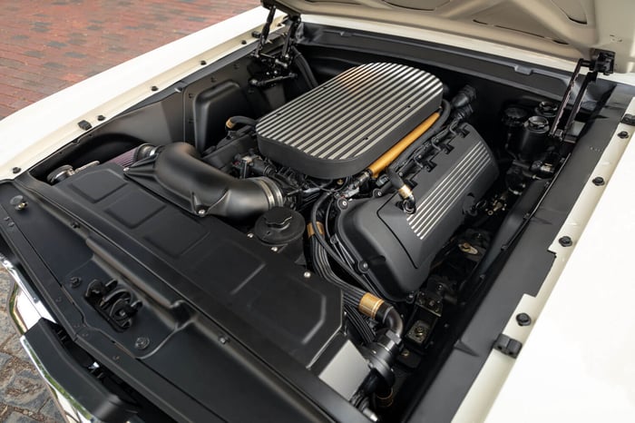 Under the hood, the Roush Yates-built 5.0L Coyote delivers modern horsepower with a race-bred pedigree.
