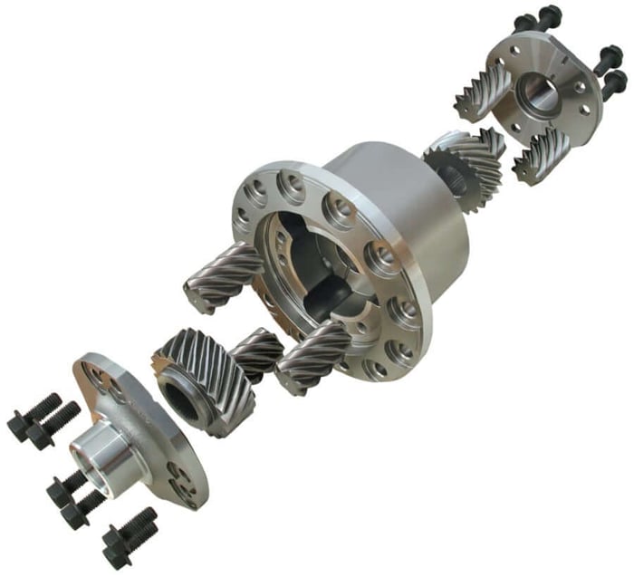 The FN988 comes with an Eaton Truetrac differential. This design uses helical gears that allow both wheels to drive under acceleration while operating as a standard differential around corners.
