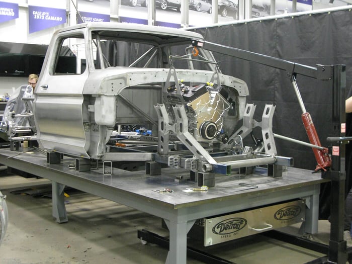 Detroit Speed’s modular chassis design with a clevis system for quick disassembly.