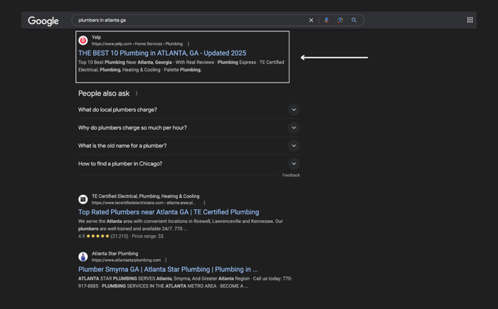 A screenshot of a generic local citation