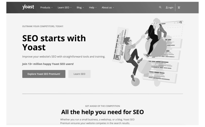 An screenshot of the Yoast SEO's marketing website
