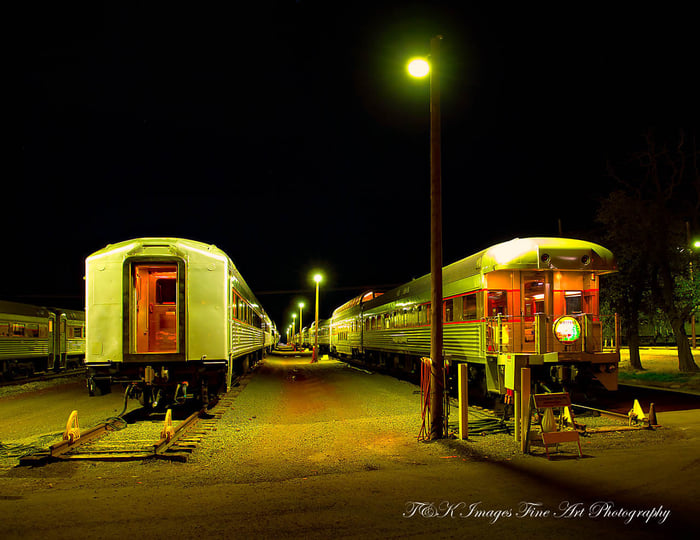 Grand Canyon Rail yard At Night - Williams Arizona