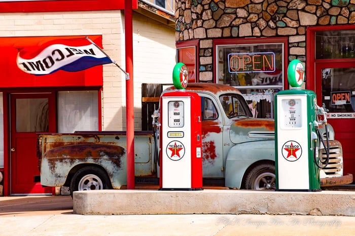 1950 F-1 Truck at  Old Gas Pump