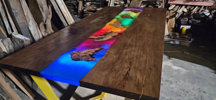 custom made resin wood table, Kaleidoscope theme