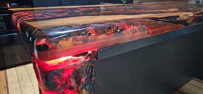 custom-built resin wood table lava