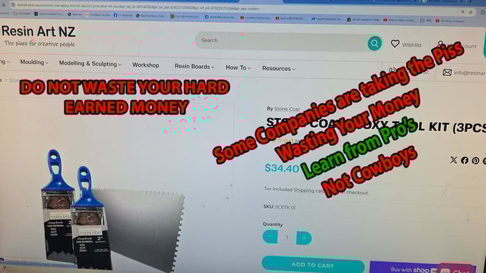 Resin Art NZ Image of a website selling gimmicks