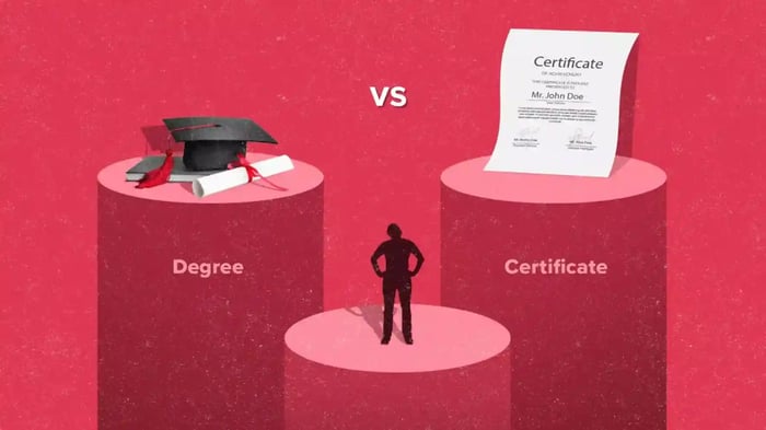 Degree vs certification blog image.