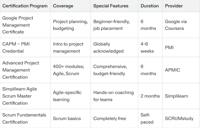 cheap project management certification