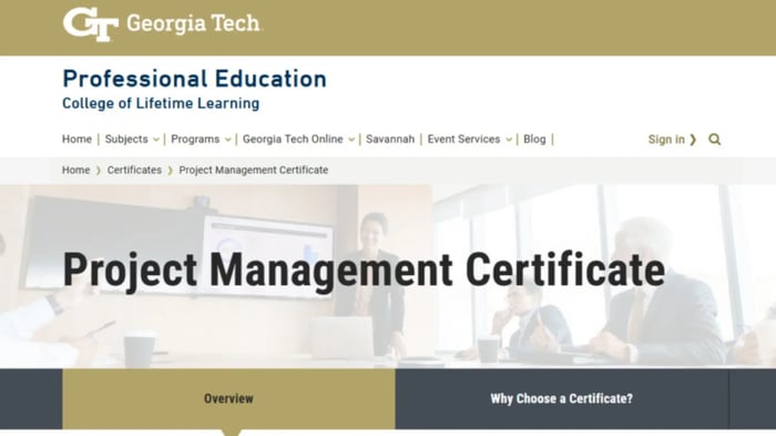 Georgia Tech Project Management Certificate cover image