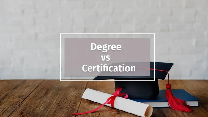 Project Management Degree vs Certification cover image.