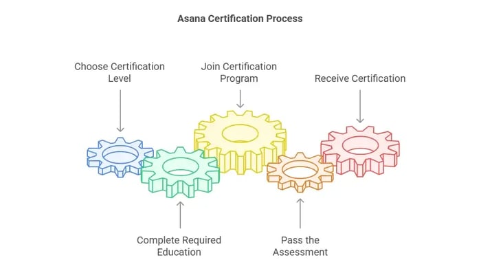 image showing the process of getting asana project management certification.