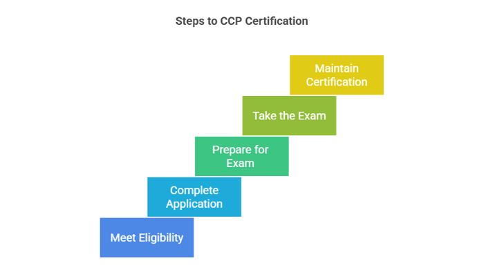Steps to CCP certification diagram.