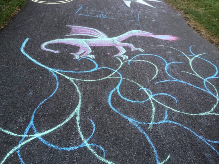 Dragon, Clouds, Sidewalk!