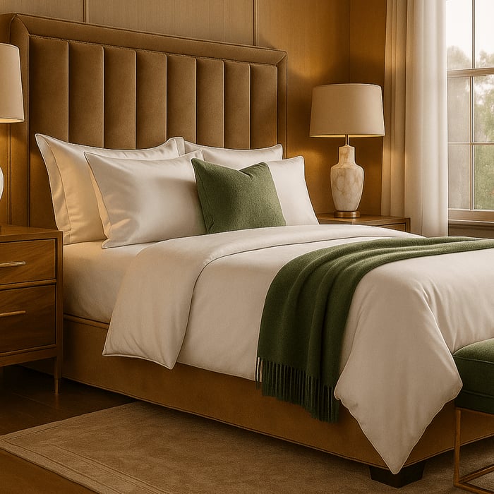 Bamboo bedding on luxury bed