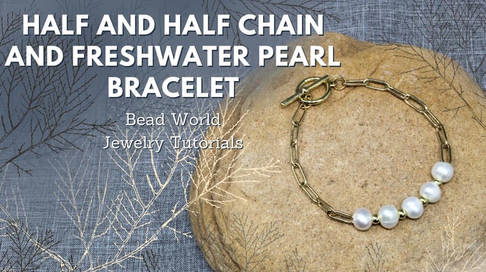 Half and Half Chain and Freshwater Pearl Bracelet